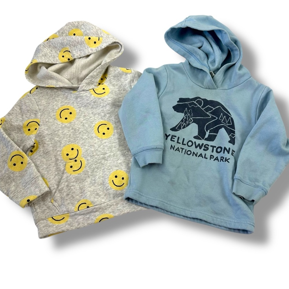 Boys Size 2T Hoodie Sweatshirt Bundle Smiley Face Yellowstone Park Old Navy H&M